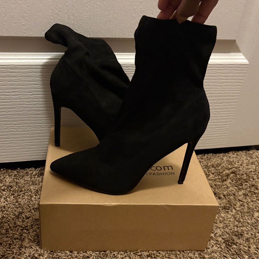 Boohoo Black Heeled Ankle Boots